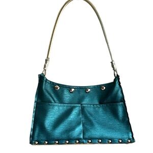 Hardware by Renee Medium Split Runway Shoulder Bag in Teal Sheen